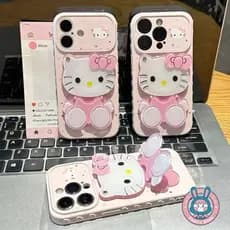 Kitty Cat Mirror Holder Invólucro Para Redmi Note 15 14 13 Pro Plus 12 11T 11S Turbo 5 Max 5G 4G Capa De Desenho Animado