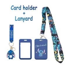 Stitch cordão porta-cartões de identificação chaveiro desenho animado cordão de pescoço com porta-identificação para