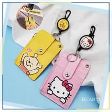 Porta-Cartões De Identificação Fofo Da Hello Kitty , Capa Carteira Com 5 Compartimentos Para E Bolsa De Moedas Clipe De