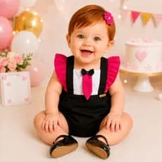 Romper Body Bebê Menina Infantil Personagens Temático Festa Mesversário Fantasia Aniversário Veste 2 a 6 Meses