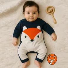 Macacão de Bebê Vira Pé Raposinha Menino Manga Longa Tam RN a 03 Meses