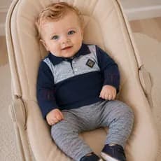 Conjunto Polo Manga Longa Bebê Menino RN a 03 Meses
