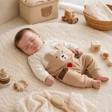 Macacão Longo Bebê Menino Saída Maternidade Estampa Urso RN a 03 Meses