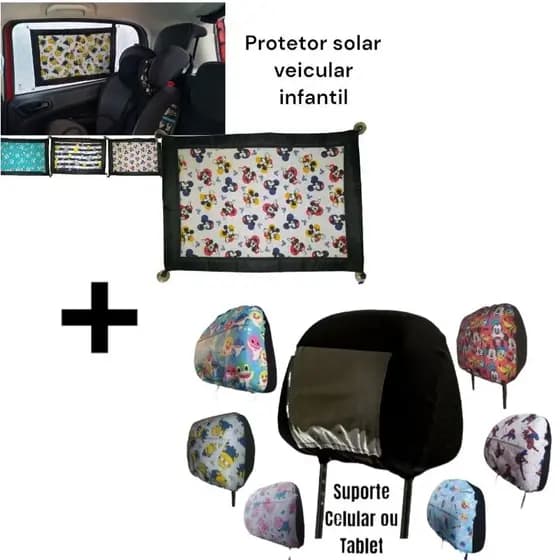 Protetor solar infantil para carro + Suporte para celular banco de carro