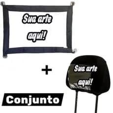 Conjunto personalizado protetor solar veicular + suporte para celular banco de carro encosto de cabeça
