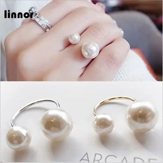 Anel Aberto Feminino Elegante Com Pérola/Acessórios De Novo