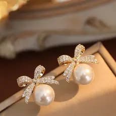 Brincos De Pérola Bow Tie Ball Para Menina Feminina Novos Acessórios De Moda 2023