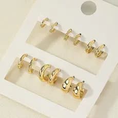 6 Pares/Set Vintage Torção Círculo Geométrico Brincos De Argola Para Mulheres Ouro Metal Moda Accessoreis Jóias