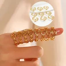 Anel De Letra Az Dourado De Aço De Titânio Ajustável Feminino Na Moda Anéis De Abertura Presentes Para Meninas