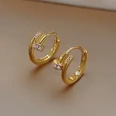 Elegante Ouro Metal Cristal Prego Hoop Brincos Moda Jóias Feminino Presentes Acessórios