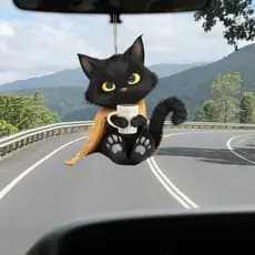 SHENYOU Pingente De Gato Acrílico Com Cordão Pequeno Preto Automóvel Multifuncional Espelho De Carro Janelas Bolsas Chav