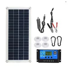 Kit de Painel Solar Portátil 300W 12V/24V, Placa Flexível com Controlador USB, Carregador Impermeável para RV