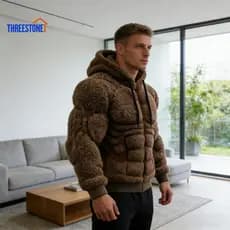 Men Warm Winter Hoodie Men's 3d Muscle Realistic Print Pullover Sweatshirt Fuzzy Hooded Jacket for Party Streetwear Styl