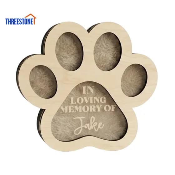 Caixa De Lembrança Pequena Para Pêlos De Animais De Estimação , Memorial De Madeira Com Design De Pata De Gato , Durável
