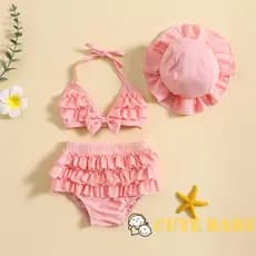 Eph-Conjuntos De Roupa De Banho De Verão Para Meninas Infantis Com Gola Halter E Shorts Chapéu,0-24 Meses