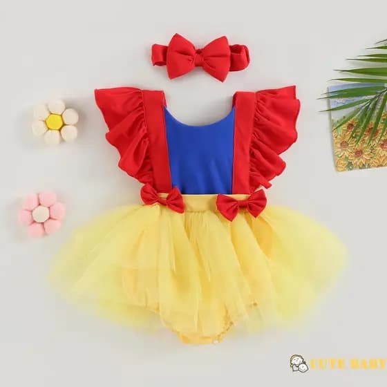 Fantasia Infantil Bebê para Meninas Roupa de Verão com Babados e sem Mangas com Faixa na Cabeça,0-24 Meses