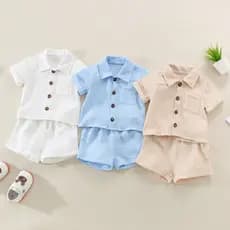 Eph-Conjunto De Roupas De Verão Para Infantil Bebês Meninos, Camisa De Manga Curta Com Lapela E Shorts, 0-3 Anos