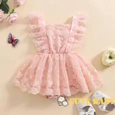 Eph-Infantil Bebê Meninas Vestido De Renda Sem Mangas Patchwork Body De Verão,0-24 Meses