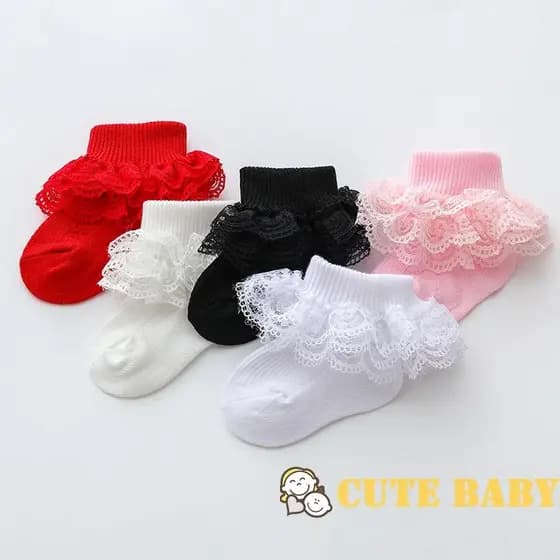 Eph-Infantil Bebê Meninas Meninos Meias De Algodão Lindas Renda Com Babados,0-12 Meses
