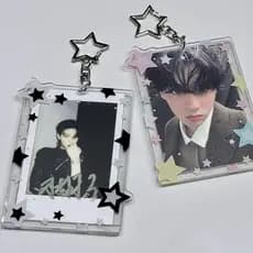 Moda Colorida Estrela Kpop Photocard Titular Chaveiro 3 Polegada Display Protetor De Cartão De Estudante Acrílico Transp