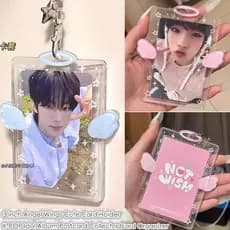 Glitter Acrílico Photocard Titular Transparente 3 Polegada Coreano Estrela Foto Protetor Ídolo Mangas Pingente Chaveiro
