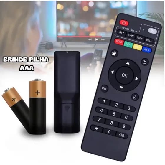 Controle Remoto Universal TV Box 4K Botões Inteligentes Box Completo Pilhas