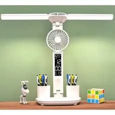 Luminaria De Mesa Com Proteção Para Os Olhos Com Ventilador De Led,Relógio Porta-canetas