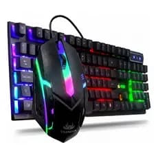 Kit Teclado Gamer Membrana Com Mouse Rgb Luminoso Cor do mouse Preto Cor do teclado Preto vianova