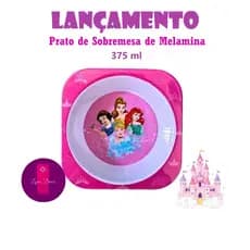 Prato Tigela Bowl Princesas Disney  Melamina Princesa 375 ml 14 cm