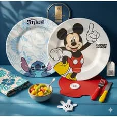 Prato Raso Sobremesa de Melamina Modelos Mickey Ou Stitch Disney 18 cm.