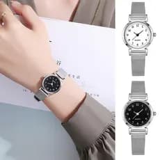 Relógio Feminino Com Movimento De Quartzo , Mostrador Circular , De Pulso Pulseira De Liga Analógico Retrô Para Uso Diár