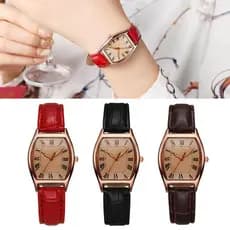 Senhoras Relógio Com Pulseira De Couro Macio Retro Barril Forma Dial Simples Elegante Estilo Vintage Para Mulher Diário
