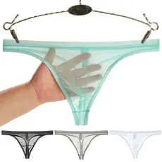 AU-Men G-string Malha Transparente Fino Ajuste Anti-Séptico Cintura Baixa Pornográfico Cuecas Masculinas Vestuário