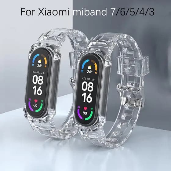 Pulseira De Substituição De Silicone Transparente Para Xiaomi Mi Band 7 6 5 Miband 4 3 Glacier