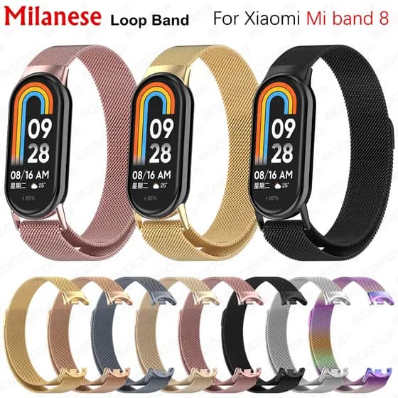 Pulseira Milanesa Para Xiaomi Mi Band 10 9 8 , Cinto De Relógio De Aço Inoxidável Miband Pulseiras