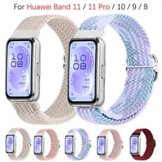 Pulseira De Nylon Para Huawei Band 11 11Pro 10 9 8 Smartwatch Relógio Inteligente Ajustável Elástica Acessório