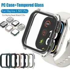 Capa Protetora De Tela Dura Para PC Haylou Smart Watch 2 Pro Bumper Frame + 9H De Vidro LS02