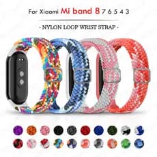 Solo Trançado Loop Pulseira De Náilon Para Xiaomi Mi Banda 10 9 8 Elástica Miband 7 6 5 4 3 NFC Ajustável