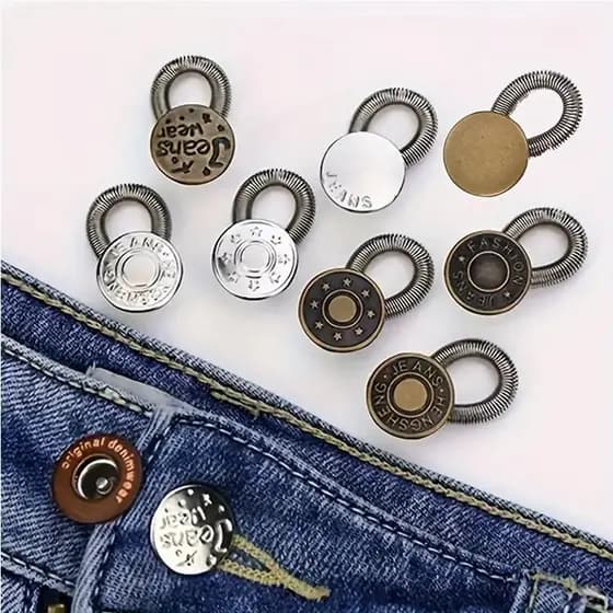 5Pcs Calça De Mola Esticada Botão Extensor Acessórios De Cintura Elástica Metálica Jeans