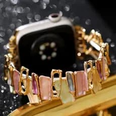 Pulseira Elástica Feminina De Geometria Irregular Ultra 49mm 38mm 40mm 41mm 42mm 44mm 45mm Para iWatch Série 9 8 7 SE 6 5 4 3 2 1