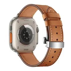 Pulseira De Couro Fivela Borboleta Para Relógio Apple 45mm 38mm 40mm 41mm 42mm 49mm 44mm Moda Smartwatch iWatch Series 9 Ultra 8 7 SE 6 5 4 3 2 1