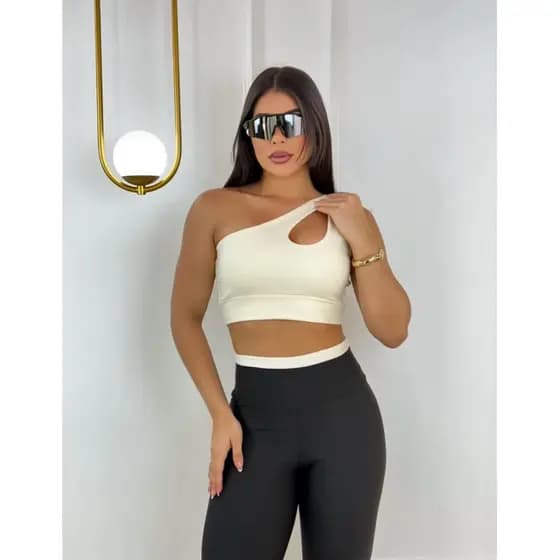 Calça legging Conjunto top croped gota Bicolor Tendência Treino Academia Fitness Crossfit Alta Comprensão