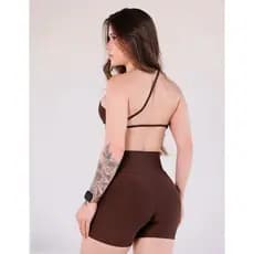Conjunto Academia Top Croped Costas Nuas Fitness Alta Compressão Zero Transparência Tendência