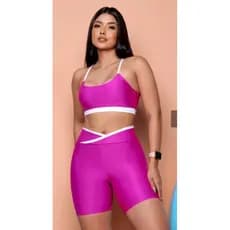 Conjunto Academia bermuda Short + top Croped Nadador Fitness Zero transparência Compressor