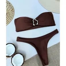 Biquíni Tomara que Caia Calcinha Alta Asa delta Com Bojo Fivela central Marquinha Moda Praia Confortável Tendência