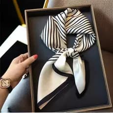 70cm Lenço de Seda Listrado Lenço de Seda Feminino Pequeno Quadrado Versão Coreana Lenço