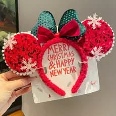 Tiara de Natal com laço fofo e fofo da Minnie