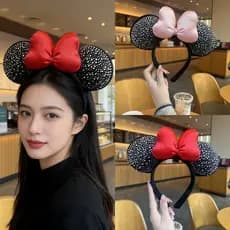 Tiara De Strass De Luxo Mickey Minnie | Argola De Cabelo De Cano Alto Para Mulheres E Crianças