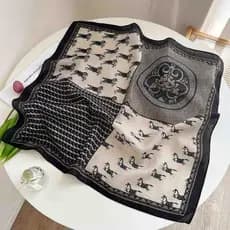 Estilo exótico geométrico feminino elegante All-Match elegante lenço quadrado de algodão de seda
