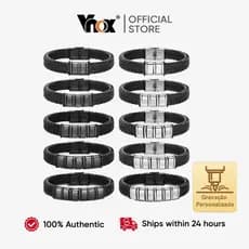 Vnox Fashion Men's Custom Leather Bracelet,Personalizado 2-6 Nomes Corda Tecida , Jóias De Presente Para Pai Namorado